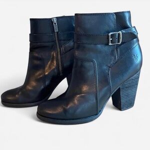 Frye Black Leather Ankle Booties